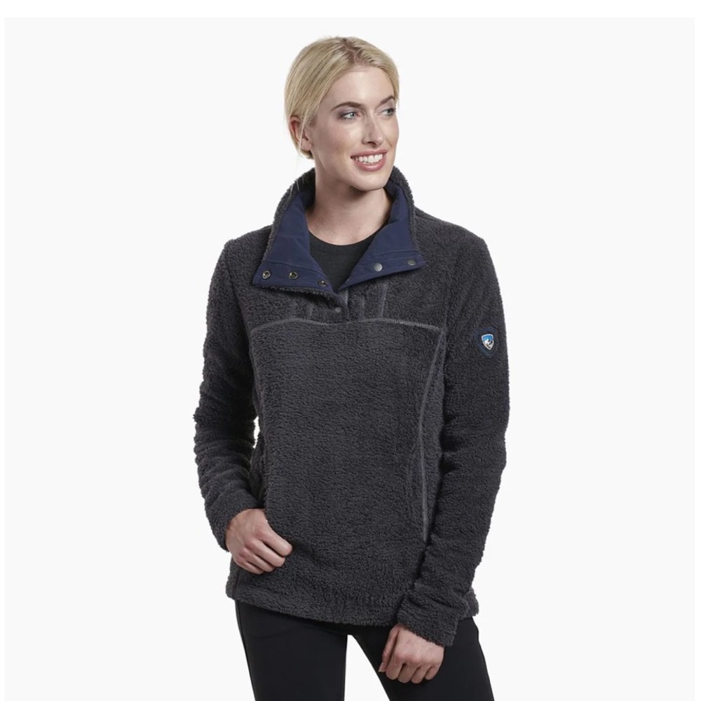Kuhl‎ Women's Fleece Snap Neck Pullover Charcoal Size S Cozy 4366 Pavement Avalo